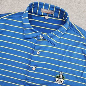 Peter Millar Summer Comfort Polo Shirt Men's M‎ Blue Yellow Golf Striped Stretch